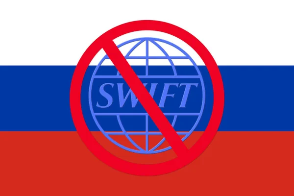 Března 2022 Ukrajina Charkov Sankce Proti Rusku Odpojení Swift Prostřednictvím — Stock fotografie