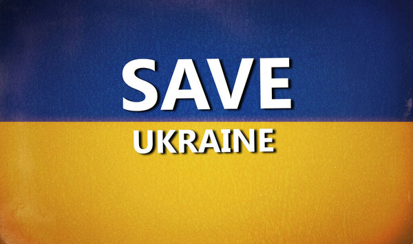 Flag of Ukraine. Symbol, poster, banner of the national flag. Save Ukriana.Copy space for text