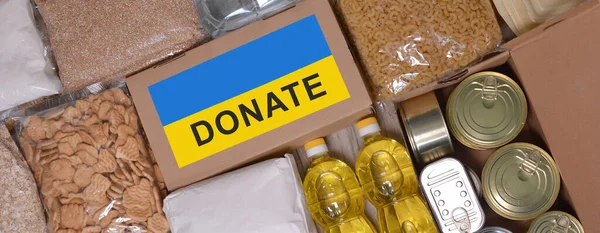 Comida Para Los Necesitados Voluntarios Fondos Ayuda Donaciones Donaciones Caridad — Foto de Stock