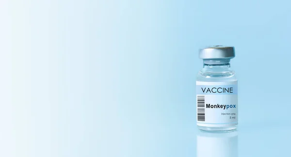Vial Vaccine Monkeypox Blue Background Concept Medicine Healthcare Science Monkeypox — 图库照片