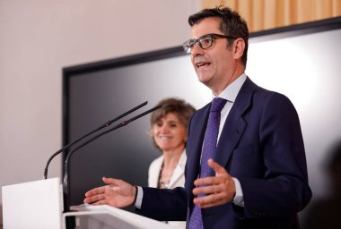 Portrait during a conference of Felix Bolanos, Spanish lawyer and politician and Spain's Minister of the Presidency, Relations with Parliament and Democratic Memory since 2021.