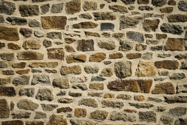 Vista Antigua Pared Construida Con Piedras Tonos Cálidos Concepto Para — Foto de Stock