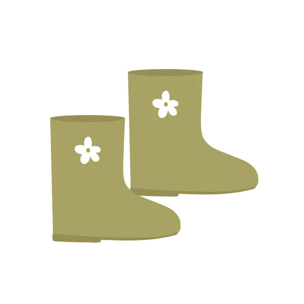 Bottes Caoutchouc Vert Avec Icône Fleur Symbole Jardin Confortable Chaussure — Image vectorielle