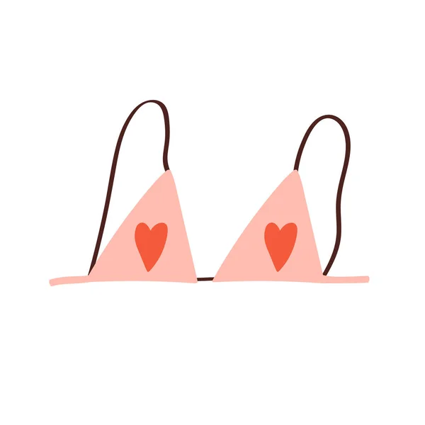 Söt Rosa Med Hjärtan Kvinnliga Underkläder Kärlek Alla Hjärtans Dag — Stock vektor