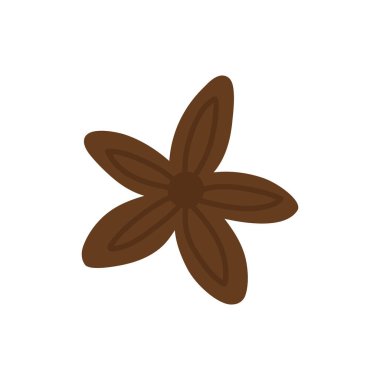 Anason yıldızı. Sıcak şarap için baharat. Çizgi film tarzında vektör illüstrasyonu. Beyaz arkaplanda izole.