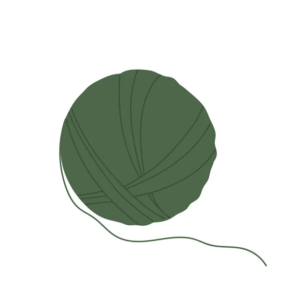 Una Madeja Hilo Verde Hilo Enredado Tejer Mano Ilustración Vectorial — Vector de stock