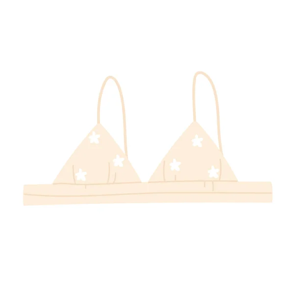 Female Bra Flowers Fashionable Women Underwear Vector Illustration Cartoon Style — Image vectorielle