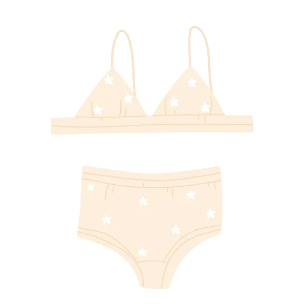 Kvinnor Vintage Baddräkt Bikini Övredel Och Nedredel Snygga Dambeige Badkläder — Stock vektor