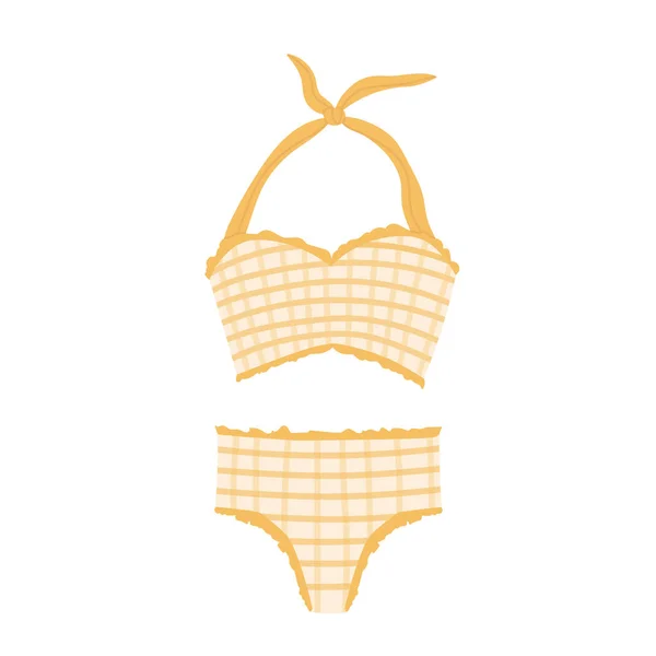 Damskie Stroje Kąpielowe Vintage Bikini Top Spód Stylowe Damskie Beżowe — Wektor stockowy