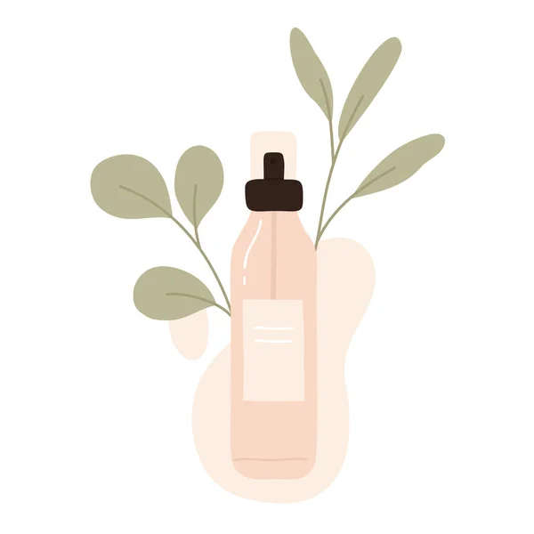Natuurlijke Biologische Cosmetica Met Bladeren Eco Beauty Product Crème Gel — Stockvector