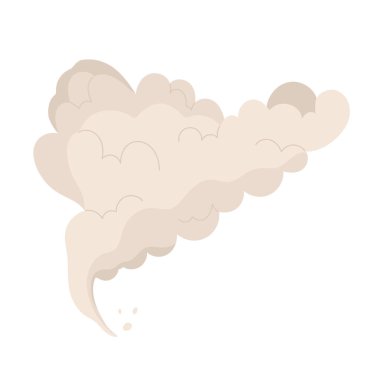 Bomba üstüne bulut. Büyük bir atom bombası patlaması, dinamit patlatıcısı. Toz bulutu üstüne duman. Çizgi film tarzında vektör illüstrasyonu. Beyaz arkaplanda izole.