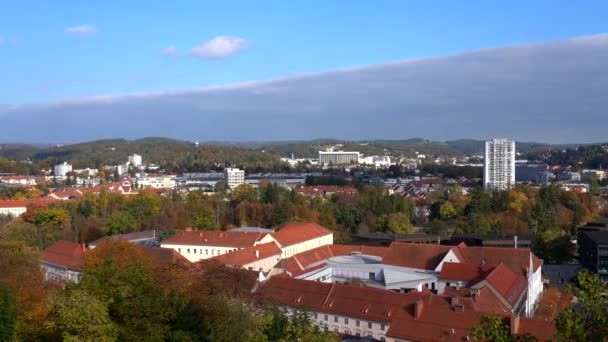 Vue Panoramique Aérienne Vieille Ville Graz Depuis Schlossberg Par Une — Video