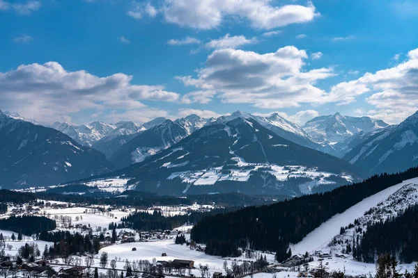 Beautiful Aerial Panorama View Ramsau Dachstein Village Schladming Planai Other — Stock fotografie