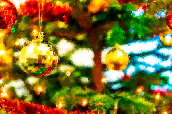 Акварель Різдво Золотий Прикраси Ручної Розфарбовані Ілюстрації — стокове фото