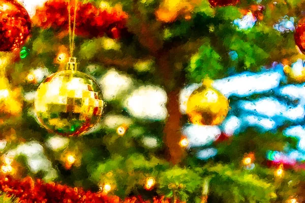 Акварель Різдво Золотий Прикраси Ручної Пофарбовані Ілюстрації — стокове фото