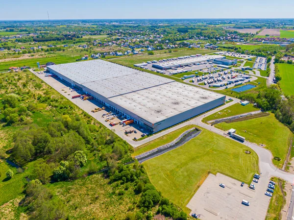Aerial View Warehouse Storages Industrial Factory Logistics Center Top View — Stock Photo, Image