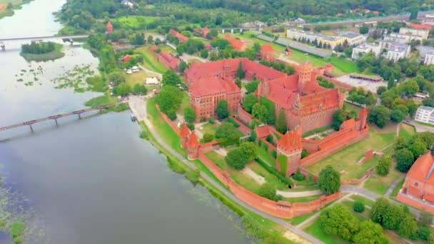 Castle of the Teutonic Order in Malbork is a 13th-century castle located near the town of Malbork, Poland. It is the largest castle in the world. — Stock Video