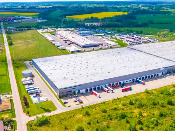 Aerial View Goods Warehouse Logistics Center Industrial City Zone Aerial — Stock Photo, Image