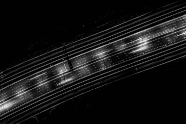 Gece Yoğun Kavşağın Güzel Hava Manzarası, Üst Manzara 