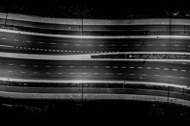 Gece Yoğun Kavşağın Güzel Hava Manzarası, Üst Manzara 