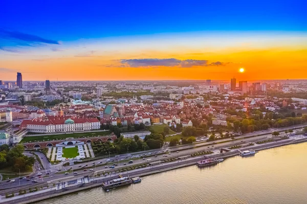 Панорама Старого Міста Центру Варшави Точки Зору Безпілотників Під Час — стокове фото