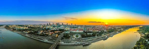 Beautiful Panoramic View Roofs Old Town Center Warsaw Palace Culture — Stock fotografie