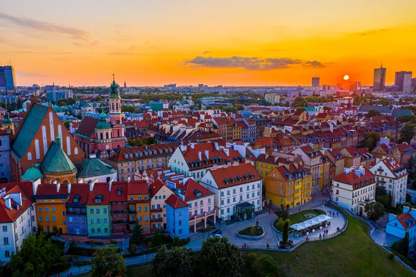 Beautiful Panoramic View Roofs Old Town Center Warsaw Palace Culture — Stock Photo, Image
