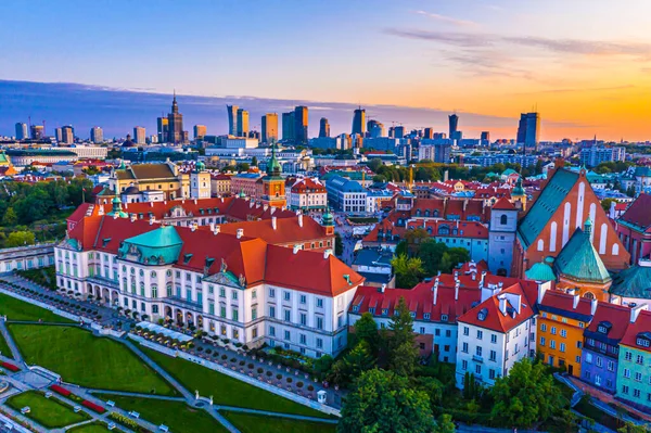 Красивий Панорамний Вид Над Дахами Старого Міста Центру Варшави Палац — стокове фото
