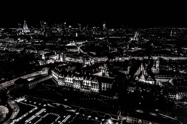 Black White Aerial View Old Buildings Castles Church Old City — стокове фото