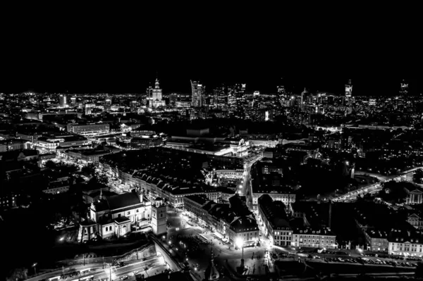 Black White Aerial View Old Buildings Castles Church Old City — стоковое фото