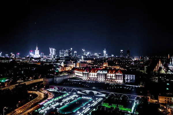 Aerial View Old Buildings Castles Church Old City Warsaw Cityscape — Stockfoto