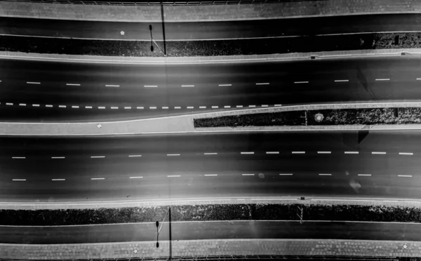 Gece Yoğun Kavşağın Güzel Hava Manzarası, Üst Manzara 