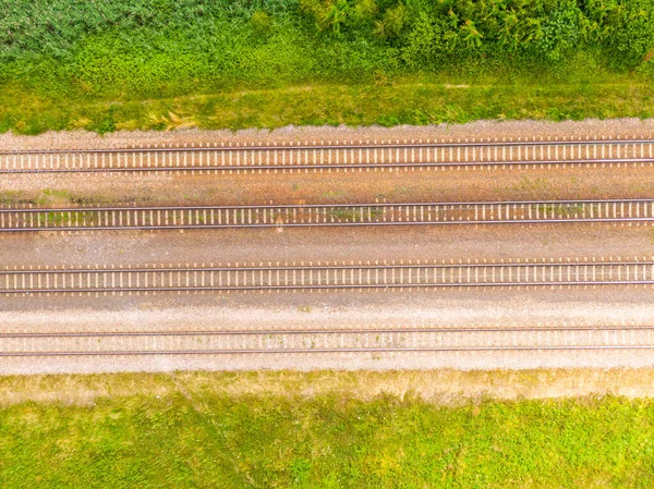 Dos Ferrocarriles Paralelos Vista Aérea — Foto de Stock