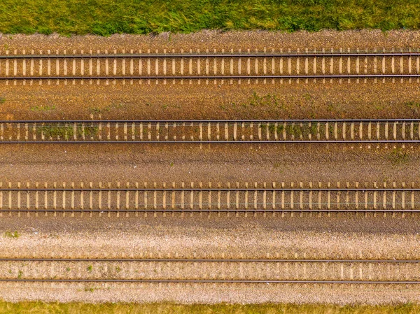 Twee Parallelle Spoorwegen Luchtfoto — Stockfoto