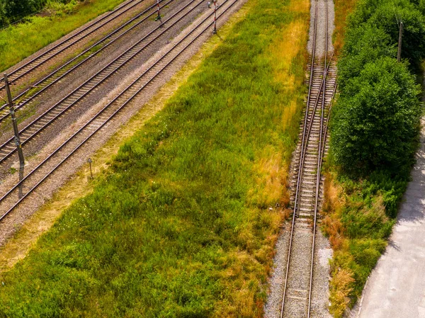 Due Ferrovie Parallele Vista Aerea — Foto Stock