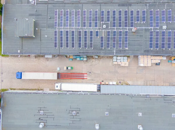 Aerial Shot Industrial Warehouse Storage Building Loading Logistics Center Aerial — Stockfoto
