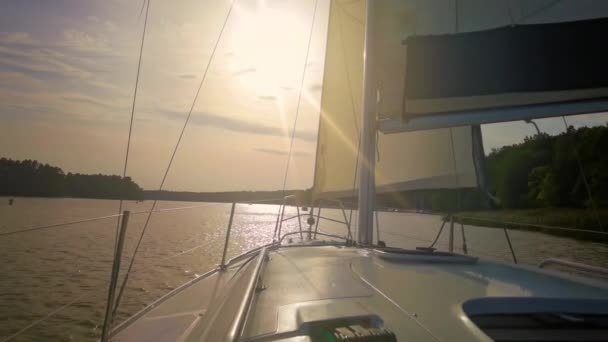 Yacht Segelbåt Havet Vatten Utomhus Livsstil Lyx — Stockvideo