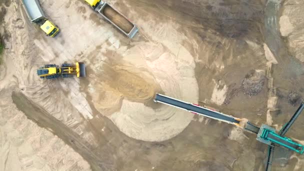 Wheel Loader Load Sand Dump Truck Open Pit Heavy Machinery — Stock Video