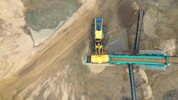 Zand Mijnbouw Bulldozer Machine Crawler Bulldozer Rijdt Met Zand Mijne — Stockvideo