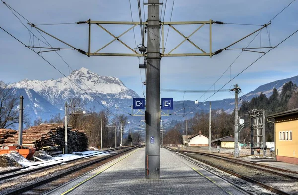 Stazione Ferroviaria Dellach Drautal Drautal Carinzia Alta Carinzia Rotaie Binari Foto Stock Royalty Free