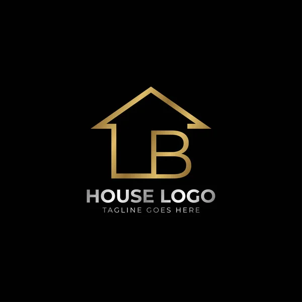Μινιμαλιστικό Γράμμα Luxurious House Logo Vector Design Real Estate Ενοικίαση — Διανυσματικό Αρχείο
