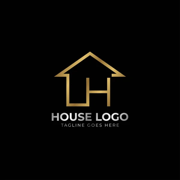 Minimalista Letra Diseño Vectores Logotipo Casa Lujo Para Bienes Raíces — Vector de stock
