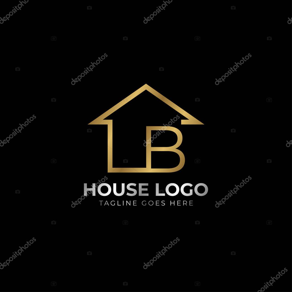 Minimalist letter B luxurious house logo vector design for real estate, home rent, property agent
