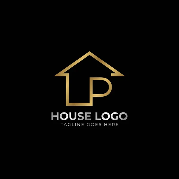 Μινιμαλιστικό Γράμμα Luxurious House Logo Vector Design Real Estate Ενοικίαση — Διανυσματικό Αρχείο