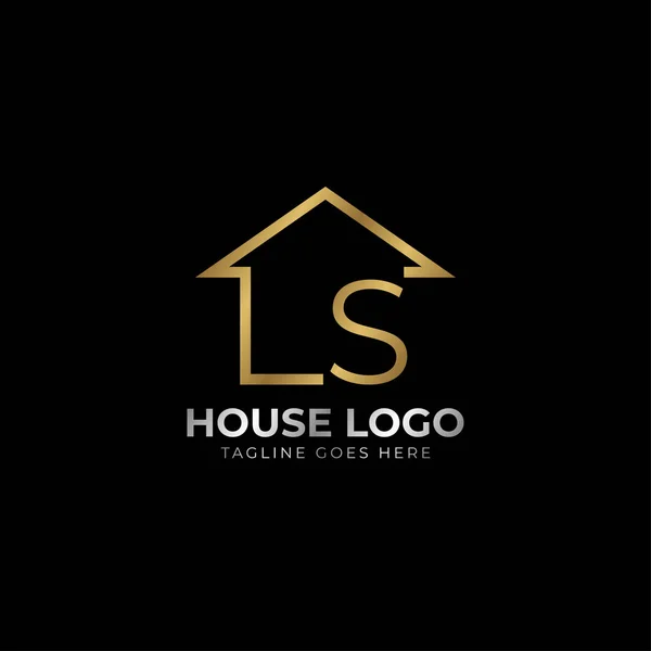 Lettre Minimaliste Luxe Maison Logo Vectoriel Design Pour Immobilier Location — Image vectorielle