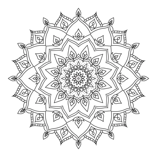 Contour Isolé Mandala Art Thérapie Ronde Coloriage Décoratif Livre Vectoriel — Image vectorielle