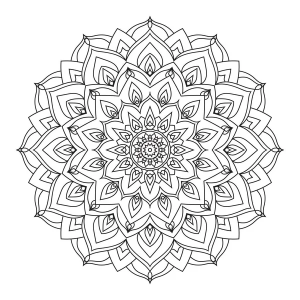 Izolovaný Obrys Mandala Art Terapie Kolo Dekorativní Omalovánky Vektor Design — Stockový vektor