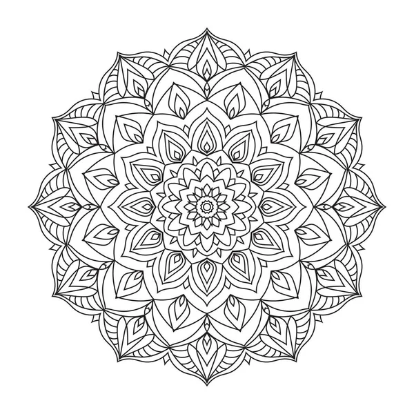 Contour Isolé Mandala Art Thérapie Ronde Coloriage Décoratif Livre Vectoriel — Image vectorielle