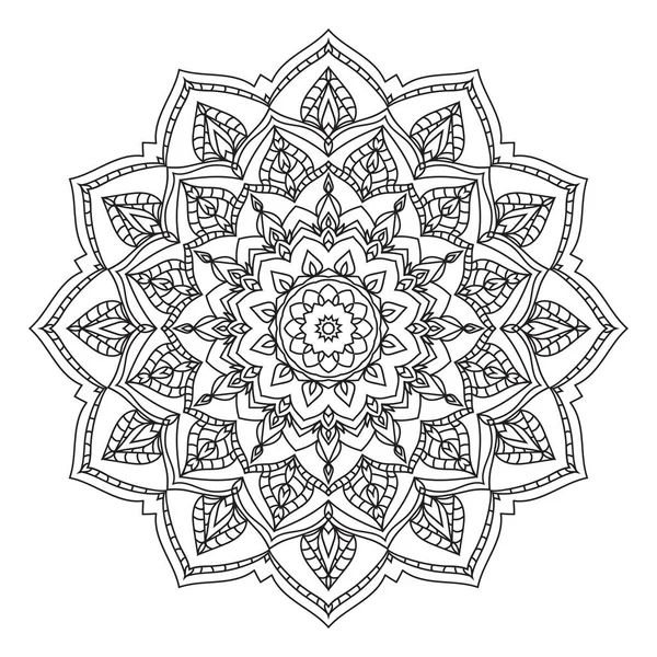 Contour Isolé Mandala Art Thérapie Ronde Coloriage Décoratif Livre Vectoriel — Image vectorielle
