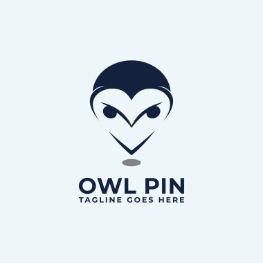 Seyahat acentesi ve uygulama için baykuş başı pin konumu vektör logosu tasarımı